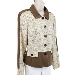 Worth ponte & tweed jacket tan cream NEW 12